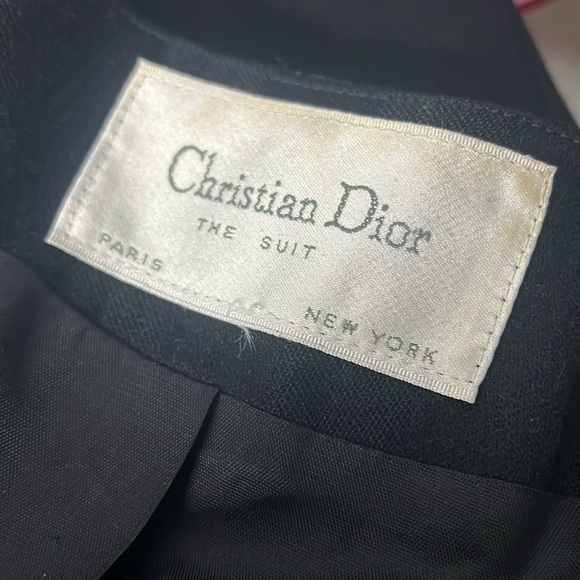 Christian Dior Sz 6-8 Black Wide Pin Stripe Collarless Hidden Button Blazer - Picture 6 of 10